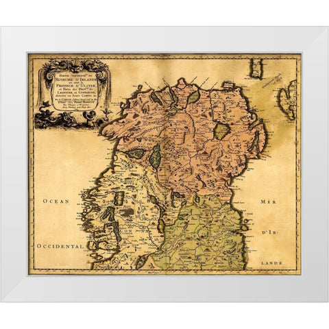 Ireland 1665 White Modern Wood Framed Art Print by Vintage Maps