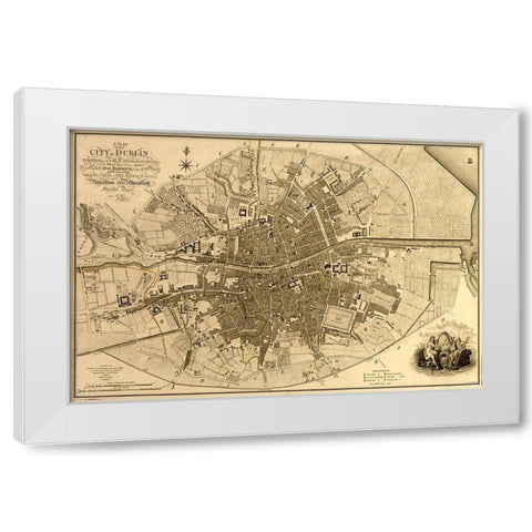Ireland Dublin 1791 White Modern Wood Framed Art Print by Vintage Maps