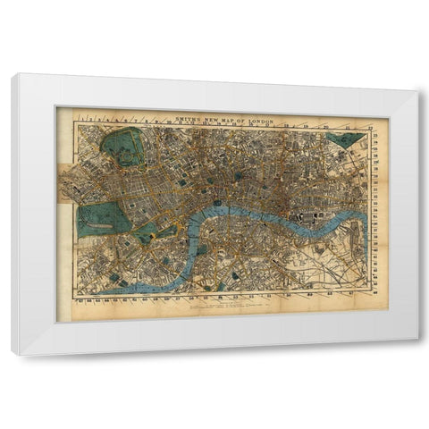 London England 1860 White Modern Wood Framed Art Print by Vintage Maps