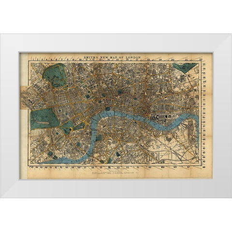 London England 1860 White Modern Wood Framed Art Print by Vintage Maps