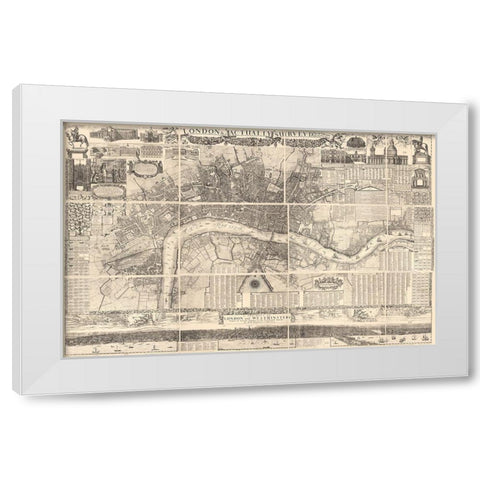 London England 1682 White Modern Wood Framed Art Print by Vintage Maps