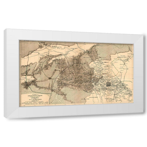 Mongolia 1915 White Modern Wood Framed Art Print by Vintage Maps