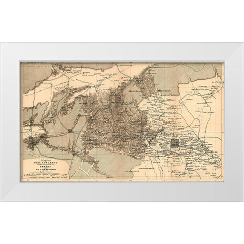 Mongolia 1915 White Modern Wood Framed Art Print by Vintage Maps