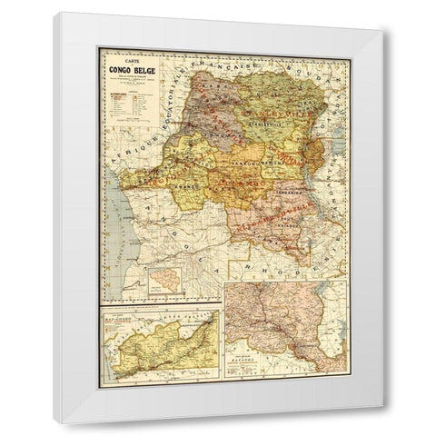 Belgian Congo 1896 White Modern Wood Framed Art Print by Vintage Maps