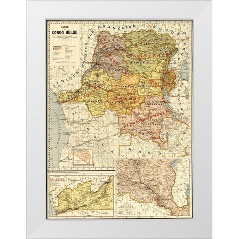 Belgian Congo 1896 White Modern Wood Framed Art Print by Vintage Maps