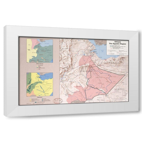 Ethiopia the Ogaden Region White Modern Wood Framed Art Print by Vintage Maps