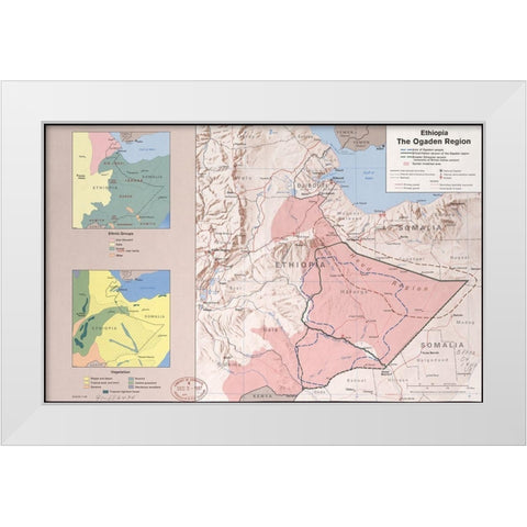 Ethiopia the Ogaden Region White Modern Wood Framed Art Print by Vintage Maps