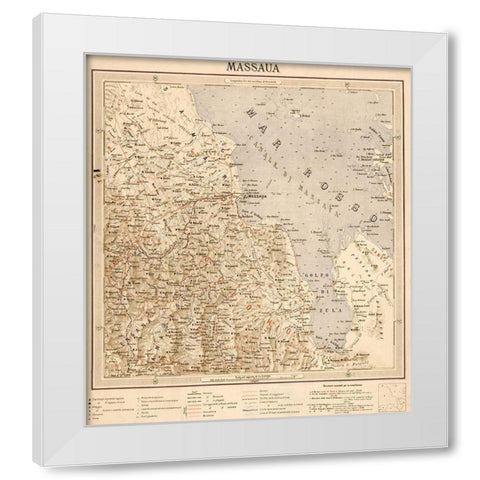 Massaua Ethiopia Eritrea 1896 White Modern Wood Framed Art Print by Vintage Maps