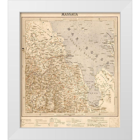 Massaua Ethiopia Eritrea 1896 White Modern Wood Framed Art Print by Vintage Maps