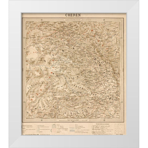 Cheren Eritrea Ethiopia White Modern Wood Framed Art Print by Vintage Maps