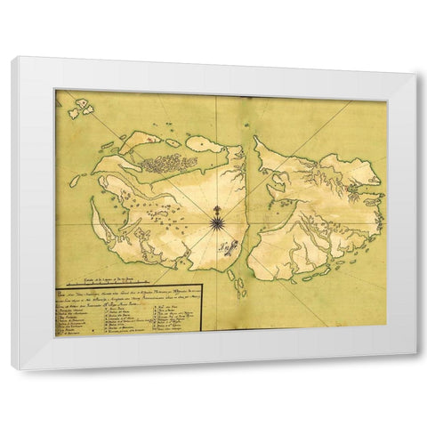 Falkland Islands Malvinas 1700 South America White Modern Wood Framed Art Print by Vintage Maps