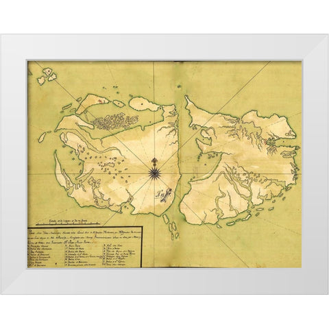 Falkland Islands Malvinas 1700 South America White Modern Wood Framed Art Print by Vintage Maps