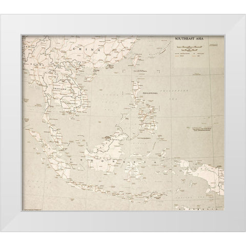 Southeast Asia 1963 White Modern Wood Framed Art Print by Vintage Maps