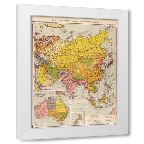 Asia 1934 White Modern Wood Framed Art Print by Vintage Maps