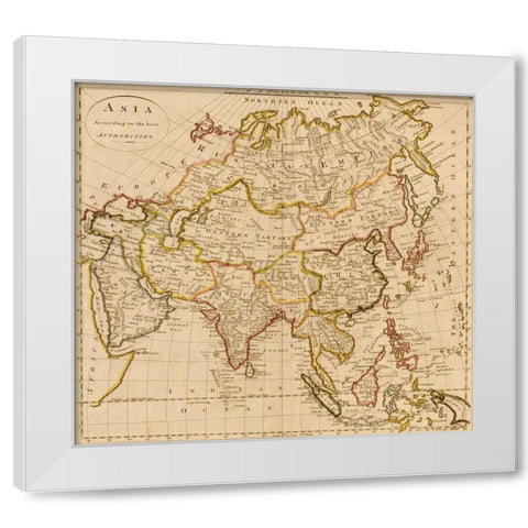 Asia 1814 White Modern Wood Framed Art Print by Vintage Maps
