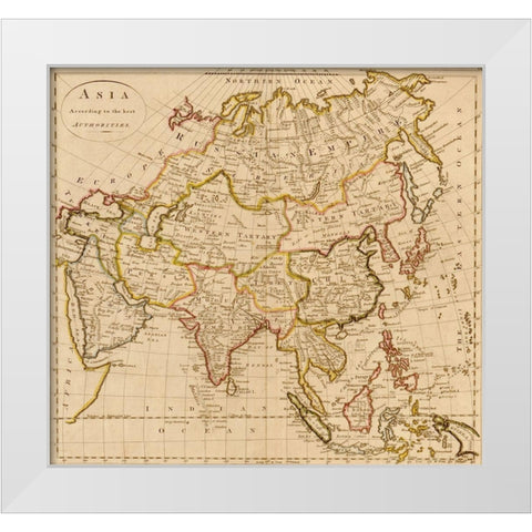 Asia 1814 White Modern Wood Framed Art Print by Vintage Maps