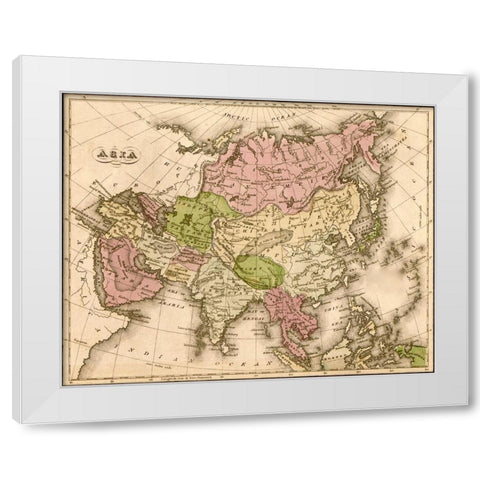 Asia 1835 White Modern Wood Framed Art Print by Vintage Maps