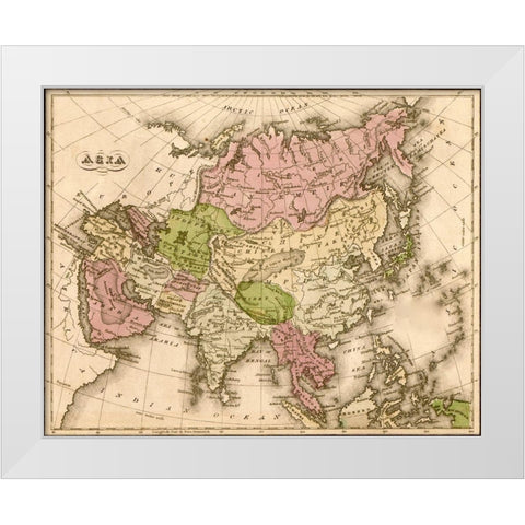 Asia 1835 White Modern Wood Framed Art Print by Vintage Maps