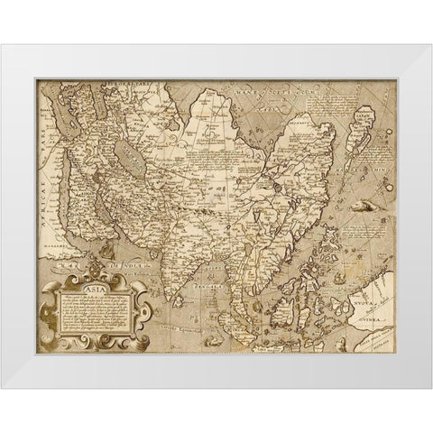 Asia 1600 White Modern Wood Framed Art Print by Vintage Maps