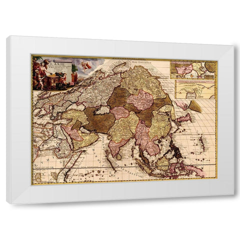 Asia 1680 White Modern Wood Framed Art Print by Vintage Maps