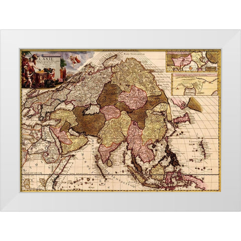 Asia 1680 White Modern Wood Framed Art Print by Vintage Maps