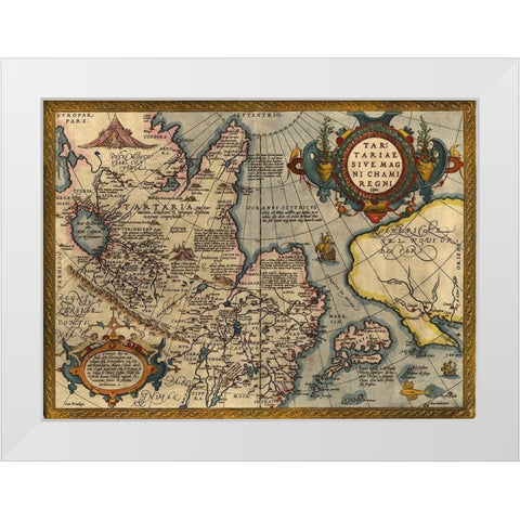 Asia 1570 White Modern Wood Framed Art Print by Vintage Maps