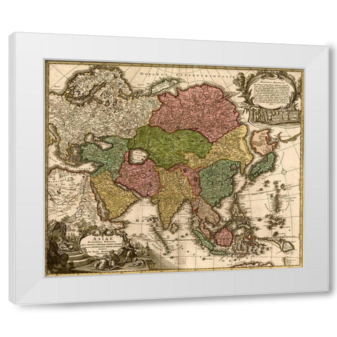 Asia 1725 White Modern Wood Framed Art Print by Vintage Maps