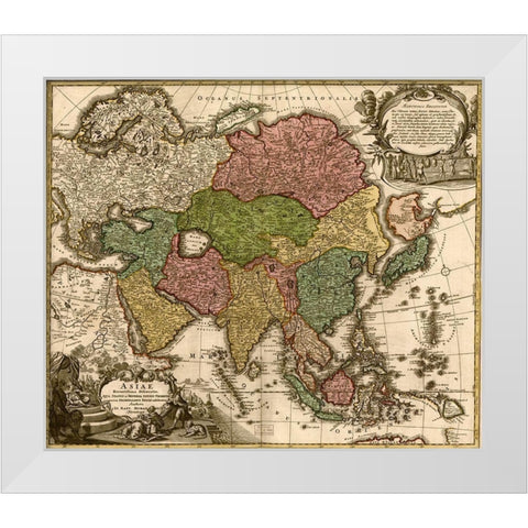 Asia 1725 White Modern Wood Framed Art Print by Vintage Maps