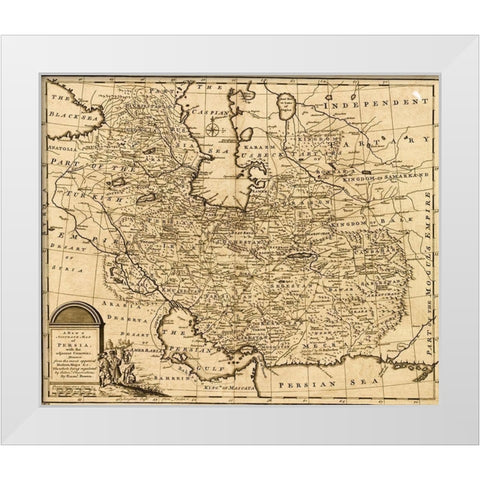 Persia Iran 1767 White Modern Wood Framed Art Print by Vintage Maps