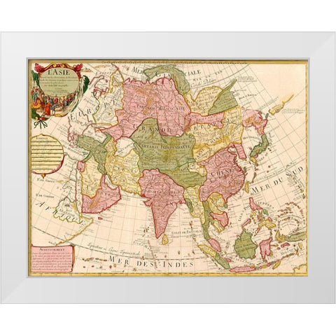 Asia 1700 White Modern Wood Framed Art Print by Vintage Maps