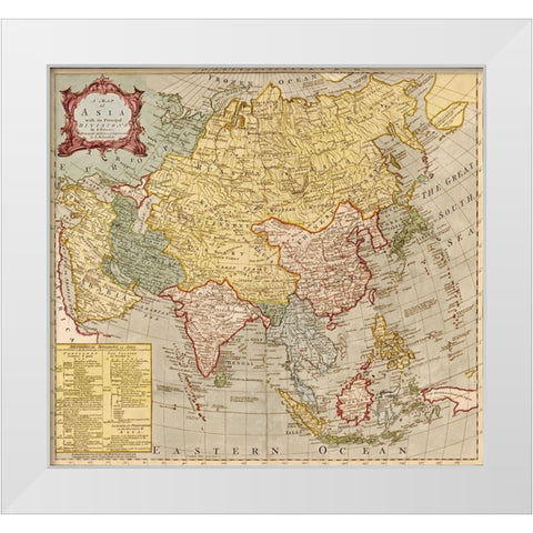 Asia 1700s White Modern Wood Framed Art Print by Vintage Maps