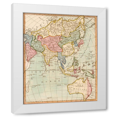Asia 1796 White Modern Wood Framed Art Print by Vintage Maps