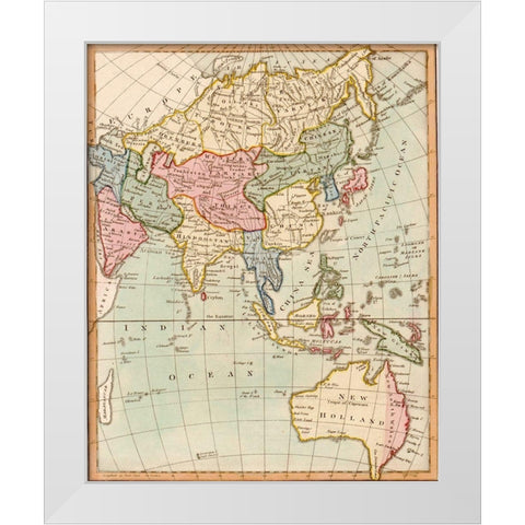 Asia 1796 White Modern Wood Framed Art Print by Vintage Maps