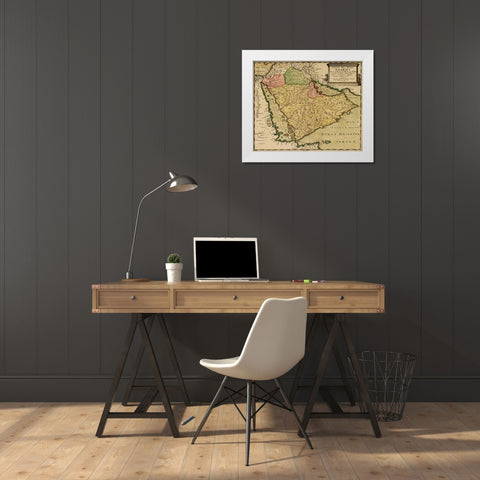 Three Arabias 1654 White Modern Wood Framed Art Print by Vintage Maps