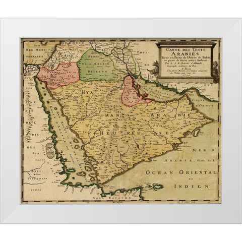Three Arabias 1654 White Modern Wood Framed Art Print by Vintage Maps