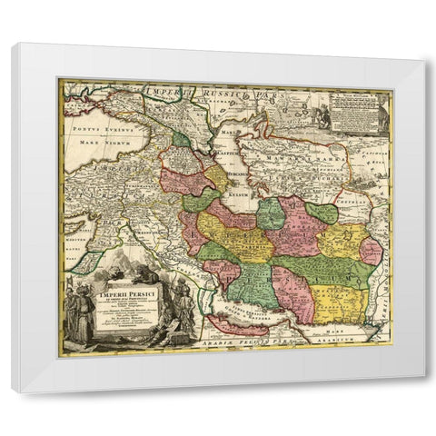 Imperial Persia Iran White Modern Wood Framed Art Print by Vintage Maps