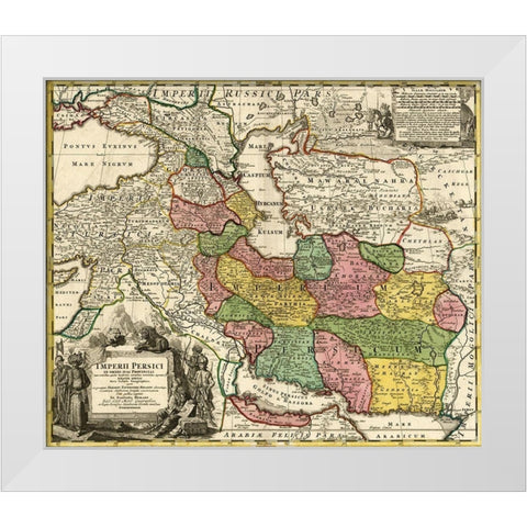 Imperial Persia Iran White Modern Wood Framed Art Print by Vintage Maps