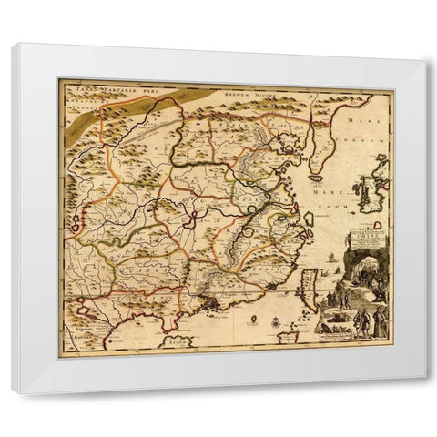 China 1700 White Modern Wood Framed Art Print by Vintage Maps
