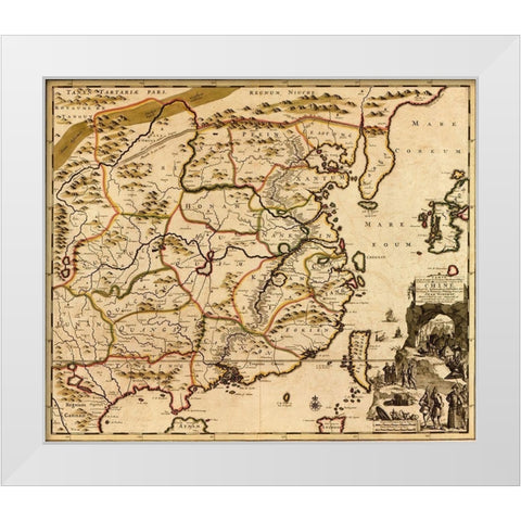 China 1700 White Modern Wood Framed Art Print by Vintage Maps