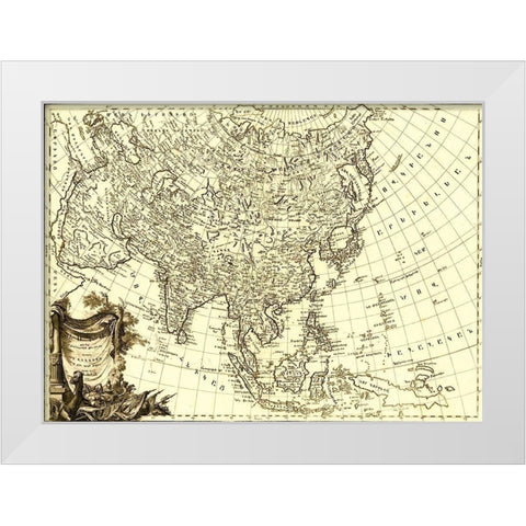 Asia 1787 White Modern Wood Framed Art Print by Vintage Maps