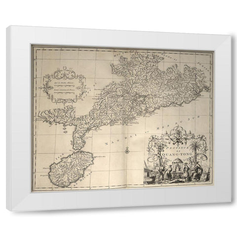 China and Hainan Island 1737 White Modern Wood Framed Art Print by Vintage Maps