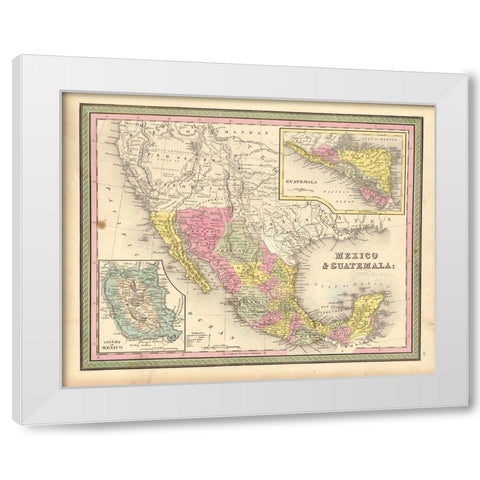Mexico and Guatamala 1849 White Modern Wood Framed Art Print by Vintage Maps