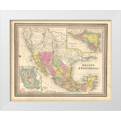 Mexico and Guatamala 1849 White Modern Wood Framed Art Print by Vintage Maps