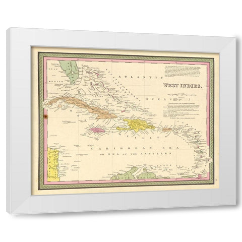West Indies 1849 White Modern Wood Framed Art Print by Vintage Maps