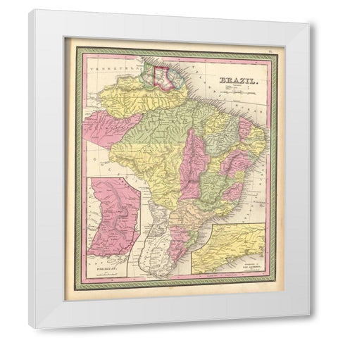 Brazil 1849 White Modern Wood Framed Art Print by Vintage Maps