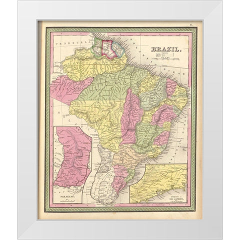Brazil 1849 White Modern Wood Framed Art Print by Vintage Maps