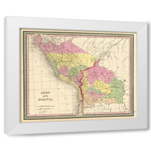 Peru and Bolivia 1849 White Modern Wood Framed Art Print by Vintage Maps