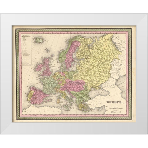 Europe 1849 White Modern Wood Framed Art Print by Vintage Maps