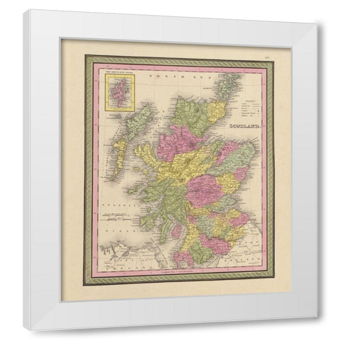 Scotland 1849 White Modern Wood Framed Art Print by Vintage Maps
