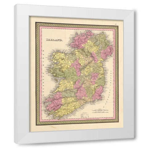 Ireland 1849 White Modern Wood Framed Art Print by Vintage Maps